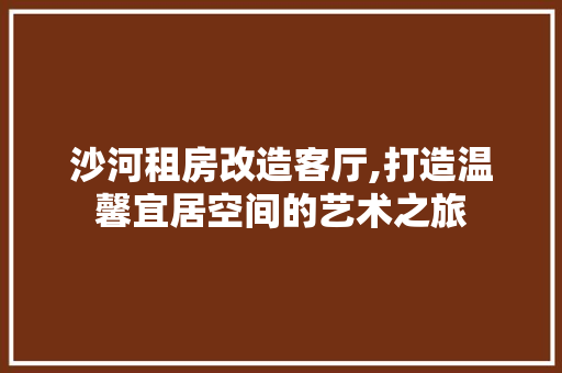 沙河租房改造客厅,打造温馨宜居空间的艺术之旅