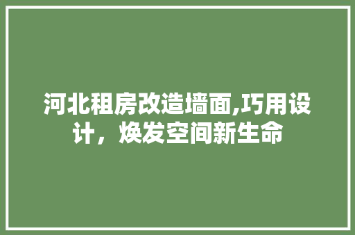 河北租房改造墙面,巧用设计，焕发空间新生命