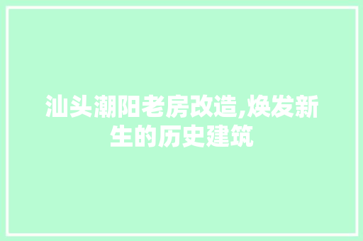汕头潮阳老房改造,焕发新生的历史建筑