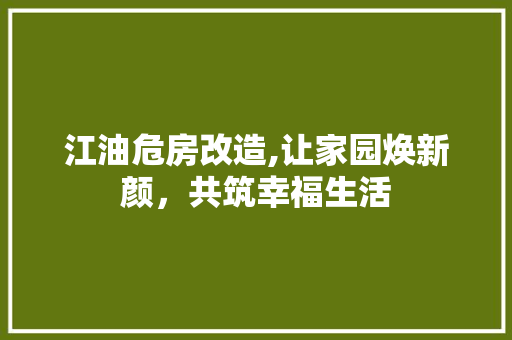 江油危房改造,让家园焕新颜，共筑幸福生活