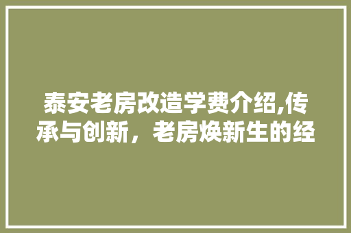 泰安老房改造学费介绍,传承与创新，老房焕新生的经济考量