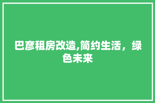 巴彦租房改造,简约生活，绿色未来