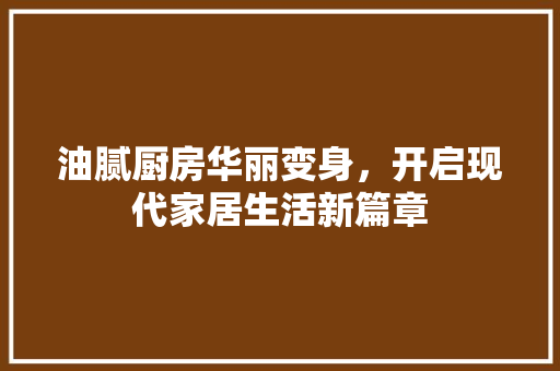 油腻厨房华丽变身，开启现代家居生活新篇章