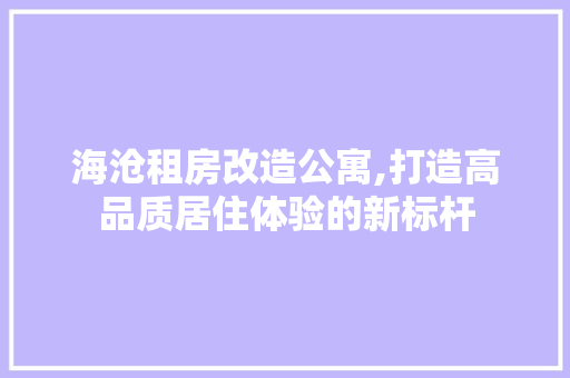 海沧租房改造公寓,打造高品质居住体验的新标杆