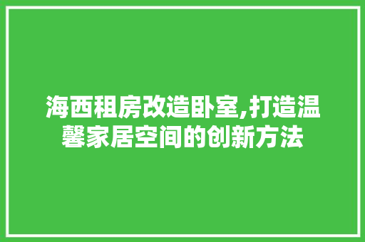 海西租房改造卧室,打造温馨家居空间的创新方法