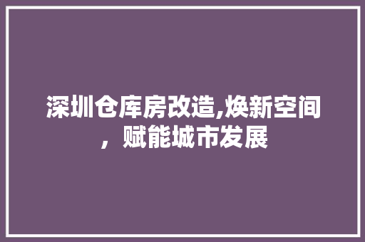 深圳仓库房改造,焕新空间，赋能城市发展