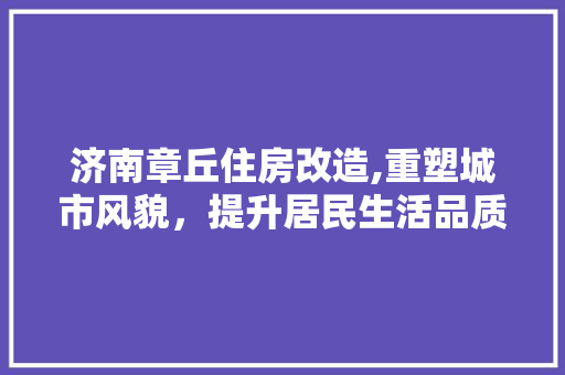 济南章丘住房改造,重塑城市风貌，提升居民生活品质