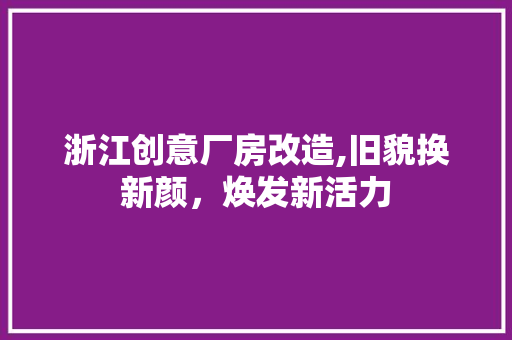 浙江创意厂房改造,旧貌换新颜，焕发新活力
