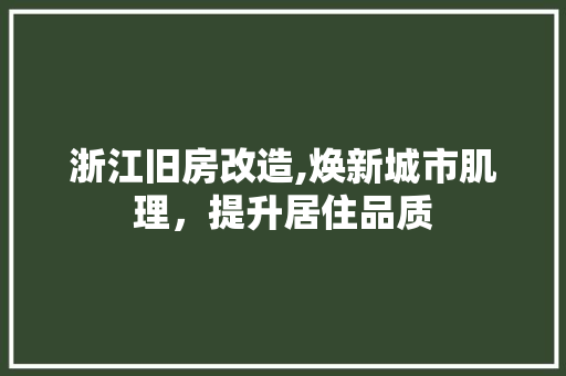 浙江旧房改造,焕新城市肌理，提升居住品质