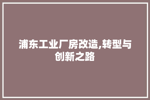 浦东工业厂房改造,转型与创新之路