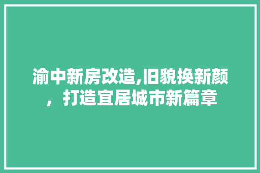 渝中新房改造,旧貌换新颜，打造宜居城市新篇章