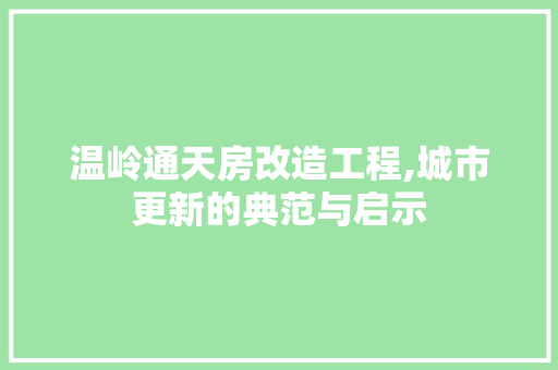 温岭通天房改造工程,城市更新的典范与启示