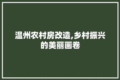温州农村房改造,乡村振兴的美丽画卷