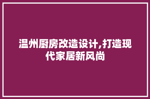 温州厨房改造设计,打造现代家居新风尚