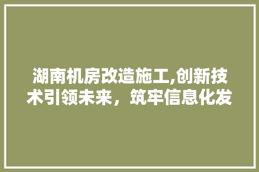湖南机房改造施工,创新技术引领未来，筑牢信息化发展基石