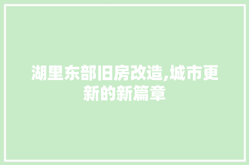 湖里东部旧房改造,城市更新的新篇章