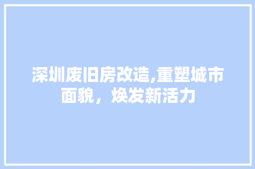 深圳废旧房改造,重塑城市面貌，焕发新活力