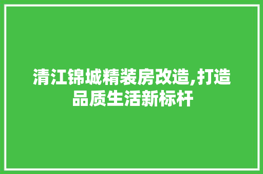 清江锦城精装房改造,打造品质生活新标杆