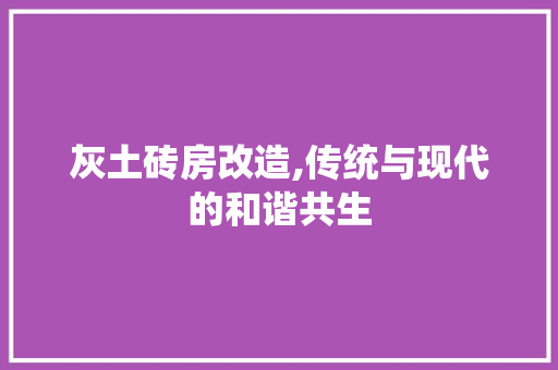 灰土砖房改造,传统与现代的和谐共生