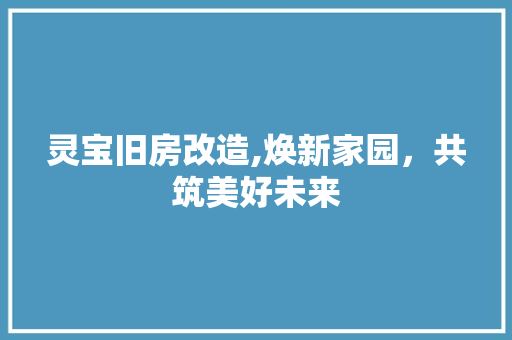 灵宝旧房改造,焕新家园，共筑美好未来