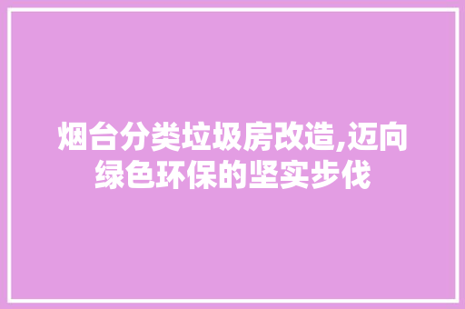烟台分类垃圾房改造,迈向绿色环保的坚实步伐