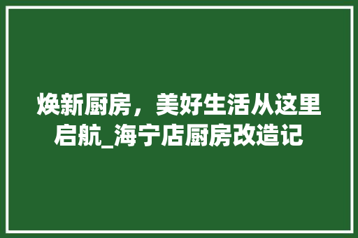 焕新厨房，美好生活从这里启航_海宁店厨房改造记