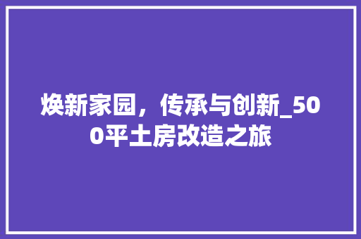 焕新家园，传承与创新_500平土房改造之旅