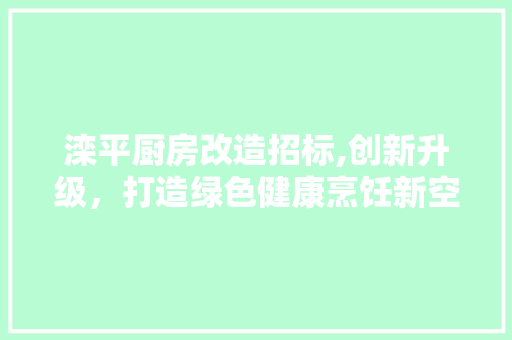 滦平厨房改造招标,创新升级，打造绿色健康烹饪新空间