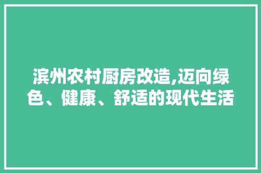 滨州农村厨房改造,迈向绿色、健康、舒适的现代生活