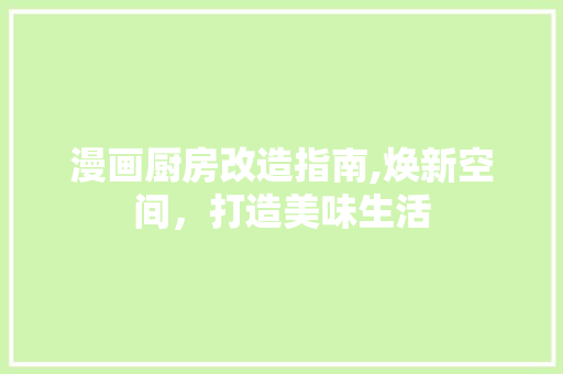 漫画厨房改造指南,焕新空间，打造美味生活