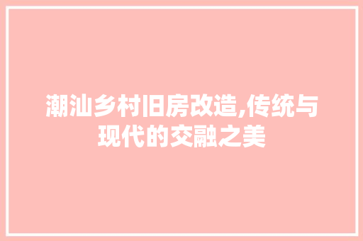 潮汕乡村旧房改造,传统与现代的交融之美