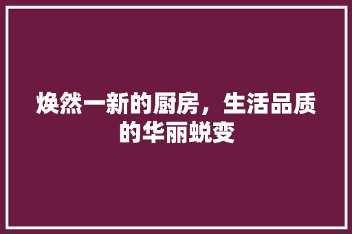 焕然一新的厨房，生活品质的华丽蜕变