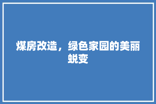 煤房改造，绿色家园的美丽蜕变