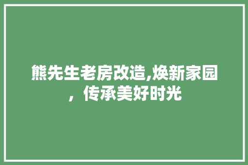 熊先生老房改造,焕新家园，传承美好时光