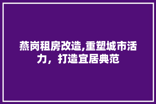 燕岗租房改造,重塑城市活力，打造宜居典范