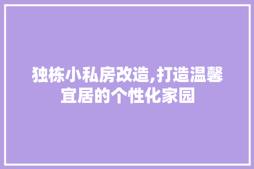 独栋小私房改造,打造温馨宜居的个性化家园