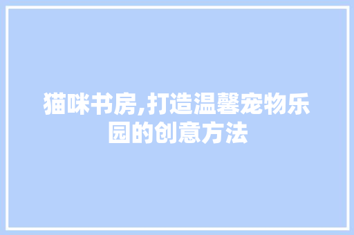 猫咪书房,打造温馨宠物乐园的创意方法