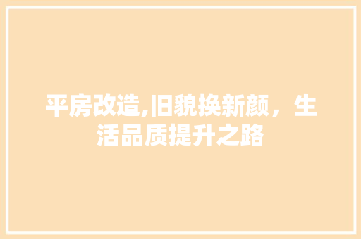 平房改造,旧貌换新颜，生活品质提升之路
