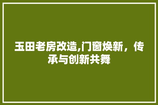 玉田老房改造,门窗焕新，传承与创新共舞