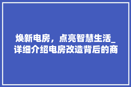 焕新电房，点亮智慧生活_详细介绍电房改造背后的商家之路