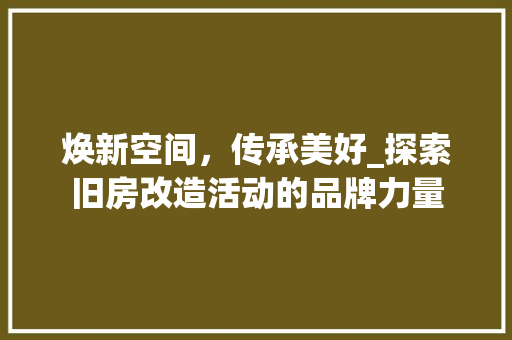 焕新空间，传承美好_探索旧房改造活动的品牌力量