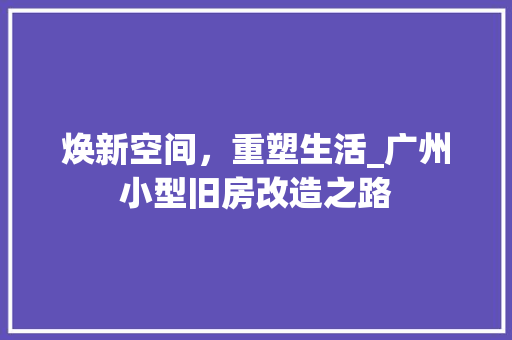 焕新空间，重塑生活_广州小型旧房改造之路
