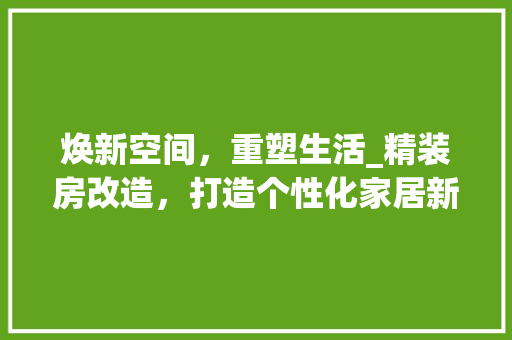 焕新空间，重塑生活_精装房改造，打造个性化家居新境界