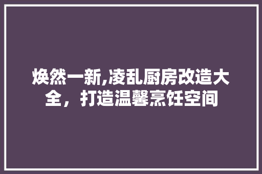 焕然一新,凌乱厨房改造大全，打造温馨烹饪空间