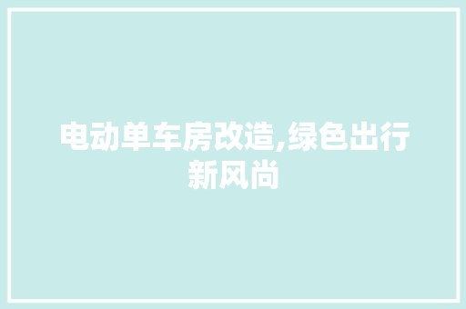 电动单车房改造,绿色出行新风尚