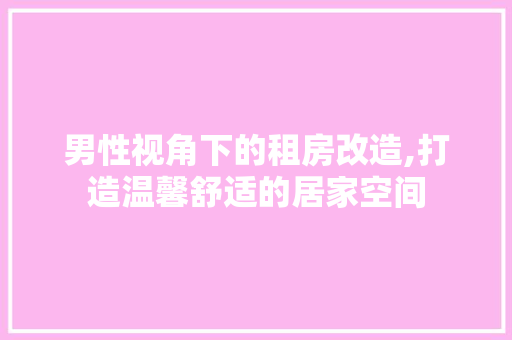 男性视角下的租房改造,打造温馨舒适的居家空间