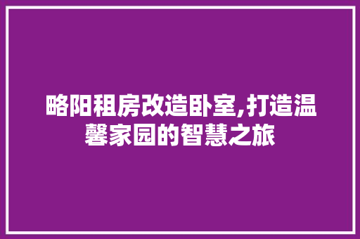 略阳租房改造卧室,打造温馨家园的智慧之旅