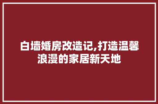 白墙婚房改造记,打造温馨浪漫的家居新天地