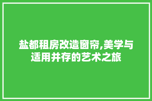 盐都租房改造窗帘,美学与适用并存的艺术之旅
