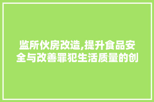 监所伙房改造,提升食品安全与改善罪犯生活质量的创新方法